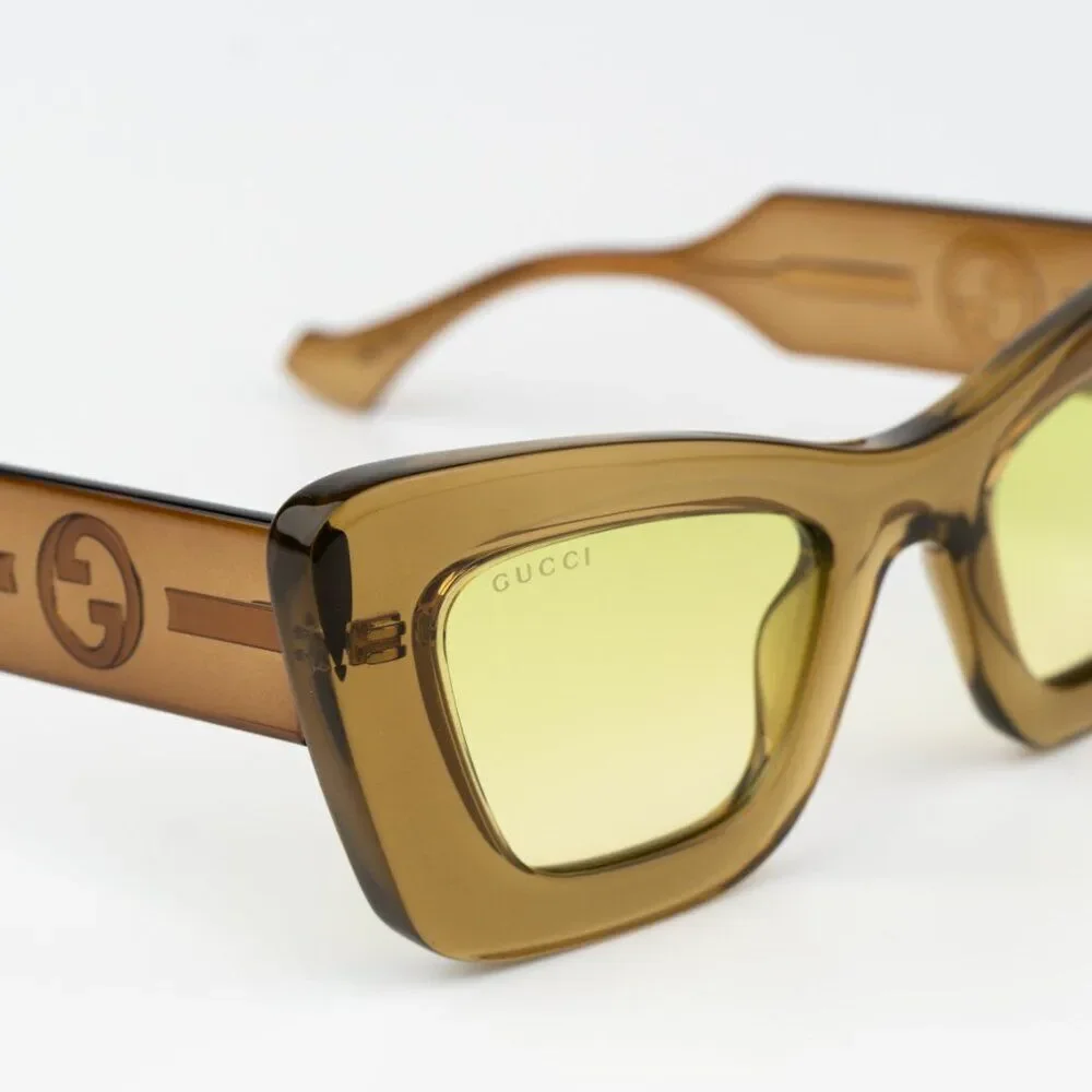 SALE! Gucci Women Sunglasses Brown Crystal Green Gradient Butterfly GG1552S 004